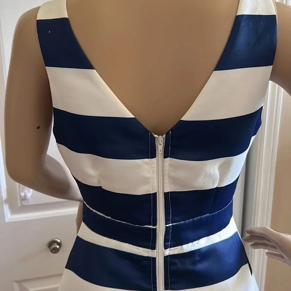 Colorblock flounce striped pleated dress,S, slight shimmer EC, coastal,fit&flare - Picture 7 of 13